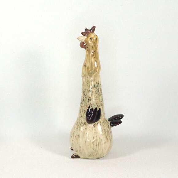 Quirky Art Pottery Chicken Figurine, Ceramic Long Neck Rooster Hen Bird Figurine - Picture 1 of 7